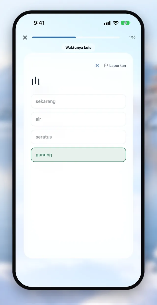 Tampilan aplikasi Aptenyo 単語: Sebelum lupa, muncul lagi (Kuis singkat + review berkala)